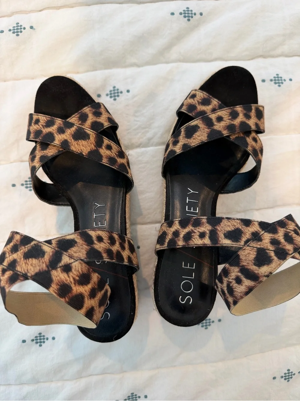 Sole Society Leopard Print Espadrille Wedge Sandals - Women